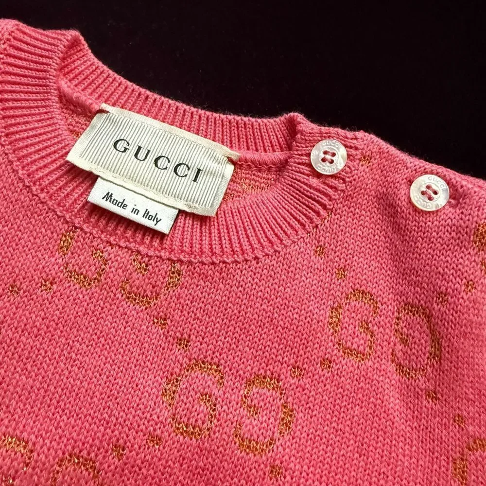Brand new baby Gucci Pink Sweater with GG logo  9/12 months